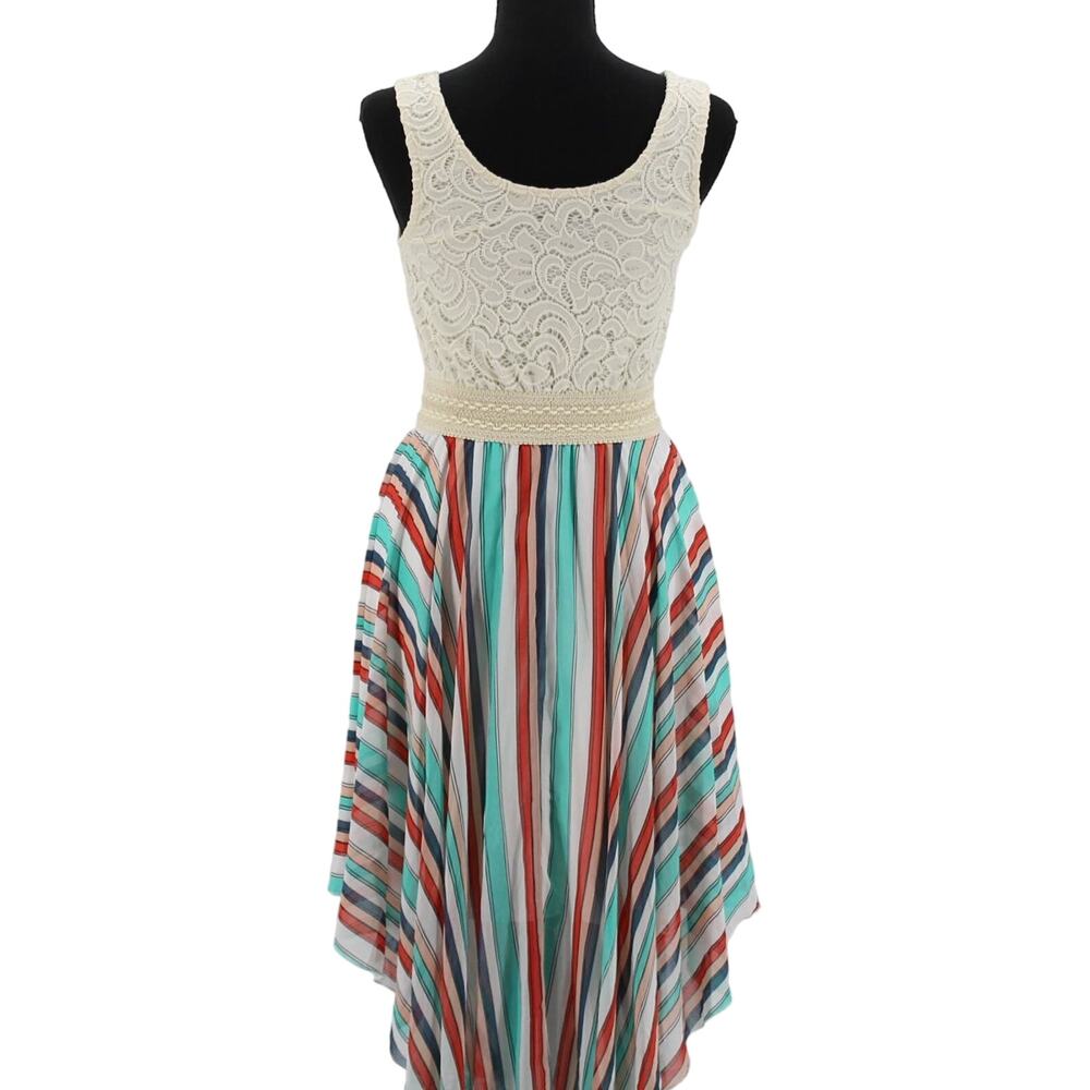 Liberty Love Dress Lace Bodice‎ Handkerchief Hem Tank Flowy Fairy Cottagecore S